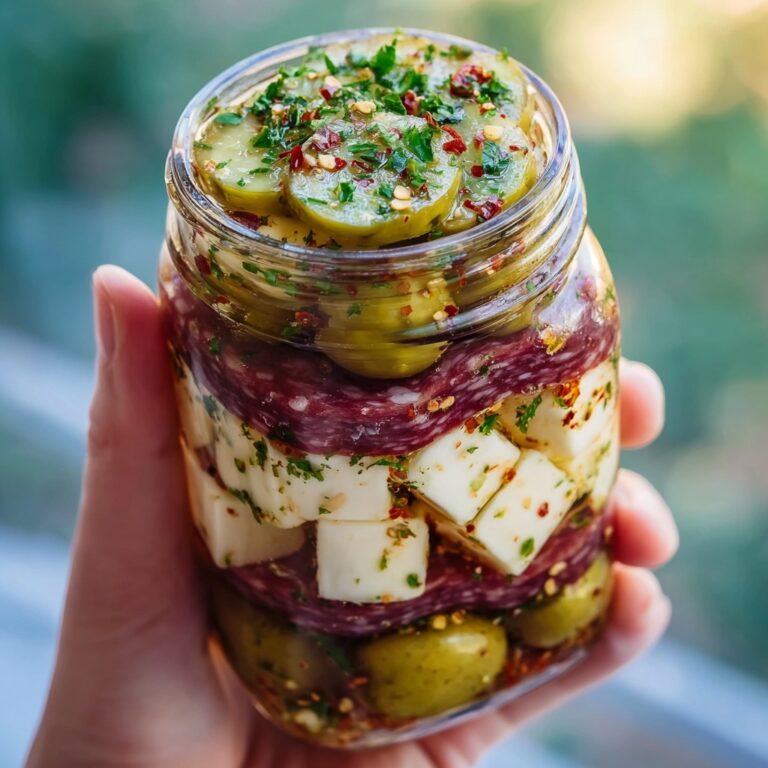 Easy Marinated Cheese Appetizer with Salami & Pickles Recipe