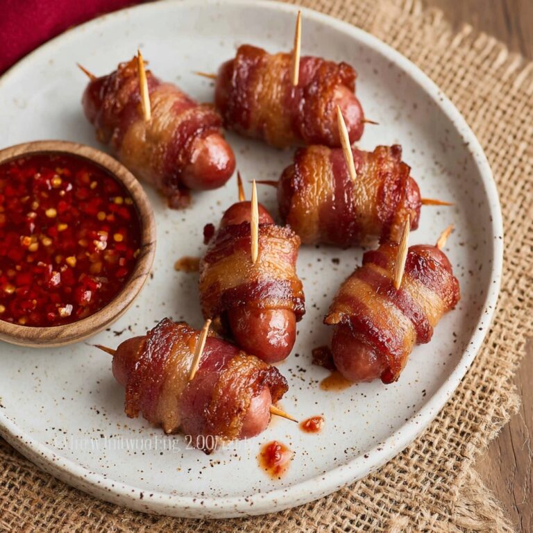 Bacon Wrapped Smokies with Maple Chili Glaze Recipe