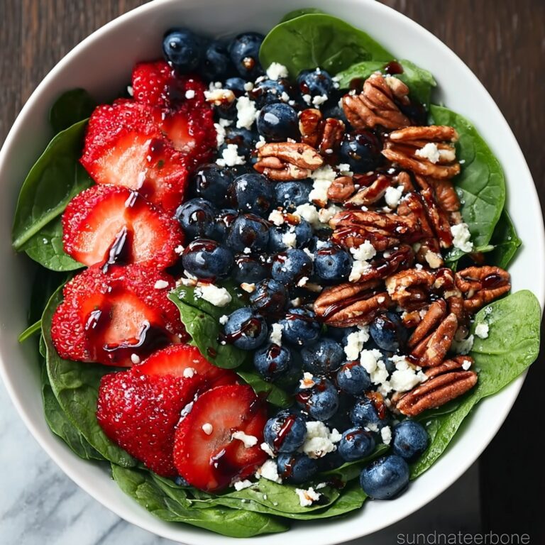 Strawberry Spinach Salad with Blueberries, Feta, and Pecan Vinaigrette Recipe